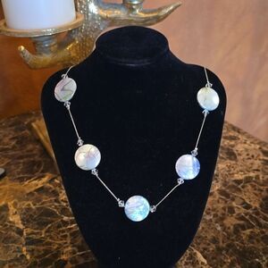 Elegant Silver and Glass Beads Neclace. Adjustable Length.